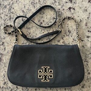 Tory Burch Black and Gold Chain Shoulder Bag